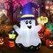 GOOSH 5 FT Halloween Inflatables Cute Wizard Ghost with Hand-Held Light and Built-in LEDs